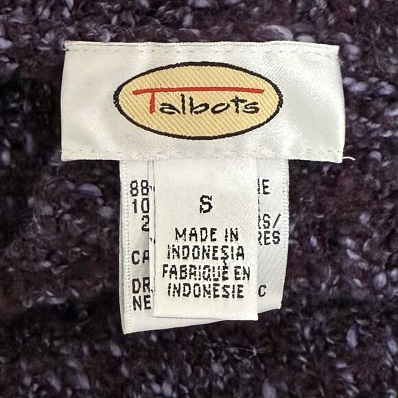 Vintage Talbots Sweater Women's Small Wool Blend Purple Boucle Knit Mock Neck - Picture 6 of 9